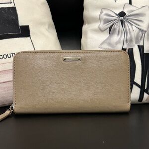 Fendi tan zip around wallet